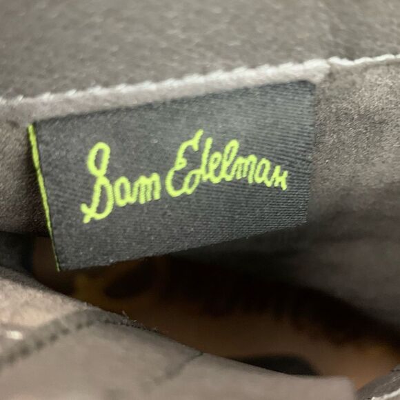 Sam Edelman Women’s Gray Leather Crocodile effect Reyes heeled ankle boots 6.5 - Picture 13 of 15